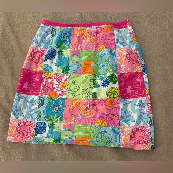 Lilly Pulitzer Dresses & Skirts - Lilly Pulitzer VTG Skirt Women Size 2 Pink Green Floral Party Patch Print Lined